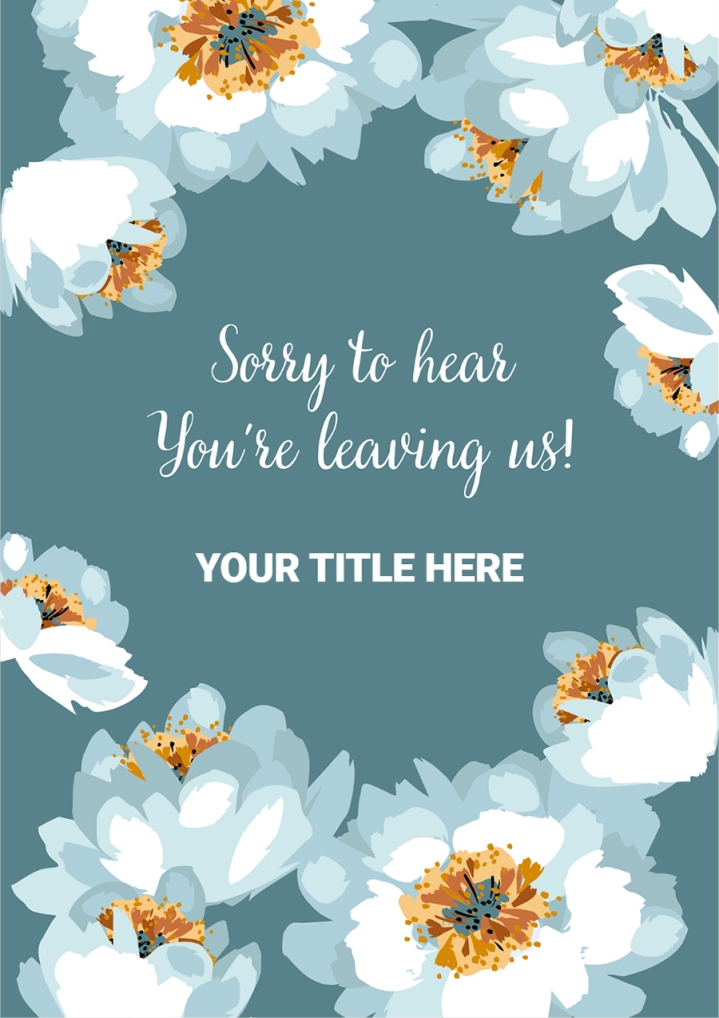 "Sorry to Hear You're Leaving Us!" Farewell Greeting Card - Elegant Floral Design