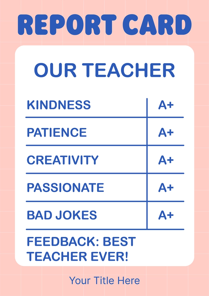 Teacher Report Card: A+ in Kindness and Creativity