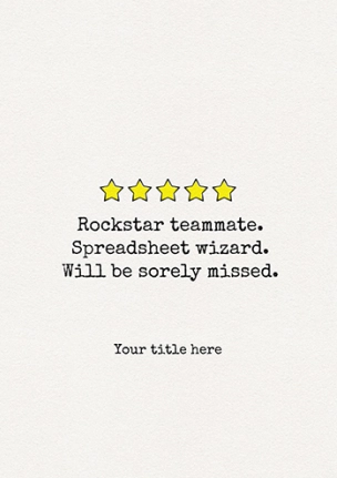 "5-Star Teammate" Farewell Card