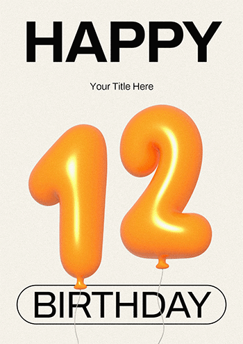 Happy 12th Birthday Balloon Card