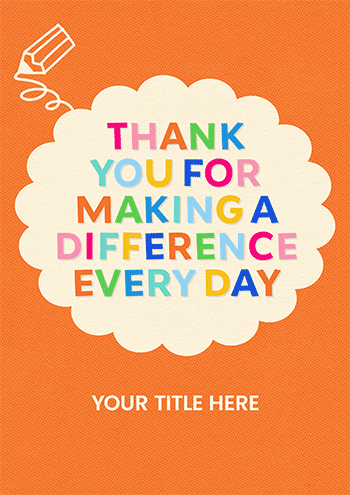 Colourful Thanks, Every Day Teacher Card