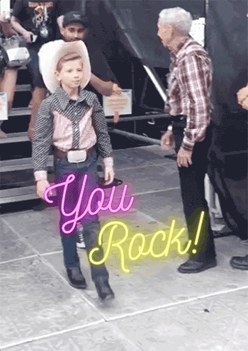 Neon You Rock Cowboy GIF Card